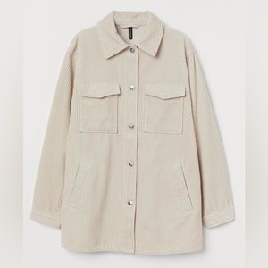 H & M Beige Oversized Shirt Jacket In Corduroy Women’s Size Medium